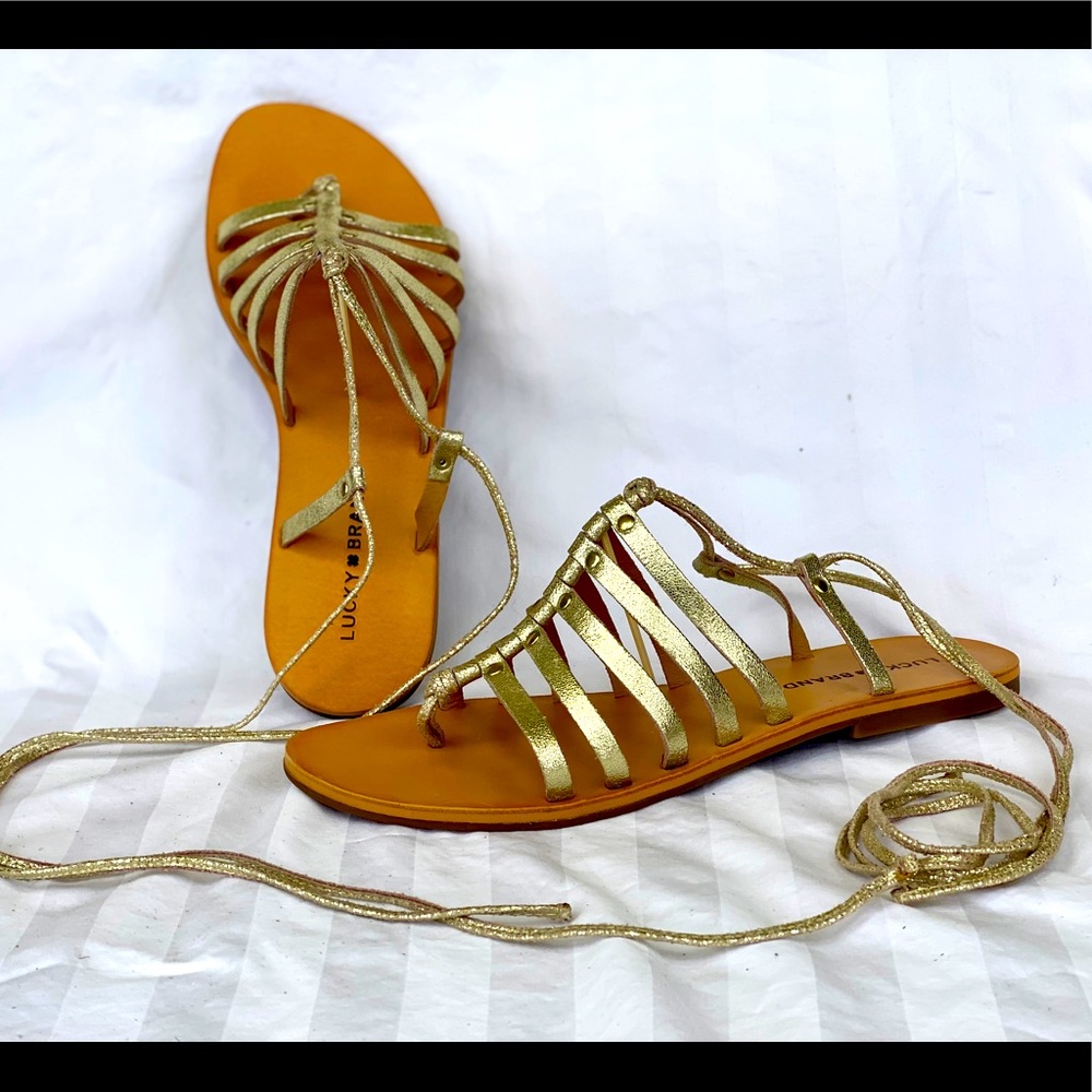 Lucky Brand Gold Leather Grecian Sandle Sz. 9.5M